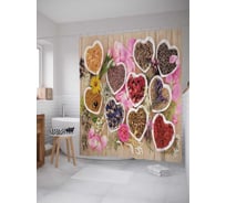 Штора (занавеска) для ванной JoyArty "Сердечные специи" из сатена, 180х200 см с крючками, sc_37459