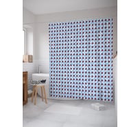 Штора (занавеска) для ванной JoyArty "Сердца на ромбах" из сатена, 180х200 см с крючками, sc_58523