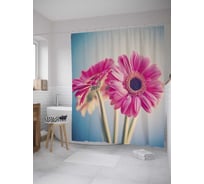 Штора (занавеска) для ванной JoyArty "Букет герберы" из сатена, 180х200 см с крючками, sc_32694