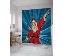 Штора (занавеска) для ванной JoyArty "Санта рокмен" из сатена, 180х200 см с крючками, sc_39470