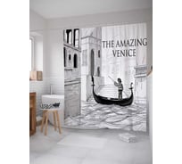Штора (занавеска) для ванной JoyArty "Чудесная Венеция" из сатена, 180х200 см с крючками, sc_37901