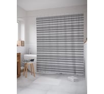 Штора (занавеска) для ванной JoyArty "Геометрический этнос монохром" из сатена, 180х200 см с крючками, sc_57634