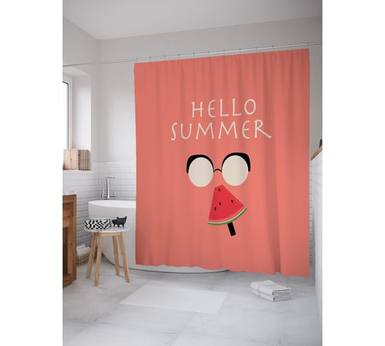 Штора (занавеска) для ванной JoyArty "Прелести лета" из сатена, 180х200 см с крючками, sc_53756 1