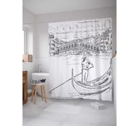 Штора (занавеска) для ванной JoyArty "Гондольер" из сатена, 180х200 см с крючками, sc_37899