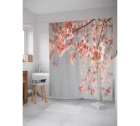 Штора (занавеска) для ванной JoyArty "Вишня под небом" из сатена, 180х200 см с крючками, sc_43667