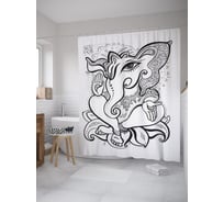 Штора (занавеска) для ванной JoyArty "Абстрактный Ганеша" из сатена, 180х200 см с крючками, sc_59870