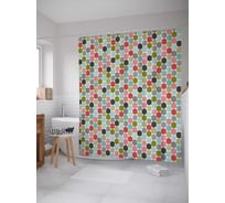 Штора (занавеска) для ванной JoyArty "Плотность гороха" из сатена, 180х200 см с крючками, sc_37386