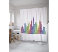 Штора (занавеска) для ванной JoyArty "Радужный Чикаго" из сатена, 180х200 см с крючками, sc_60434
