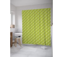 Штора (занавеска) для ванной JoyArty "Тюлевые листья" из сатена, 180х200 см с крючками, sc_59369