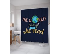 Штора (занавеска) для ванной JoyArty "Мир принадлежит тем, кто читает" из сатена, 180х200 см с крючками, sc_52925