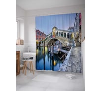 Штора (занавеска) для ванной JoyArty "Венецианский мост Риальто" из сатена, 180х200 см с крючками, sc_37907