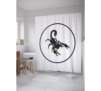 Штора (занавеска) для ванной JoyArty "Скорпион в кругу" из сатена, 180х200 см с крючками, sc_60296