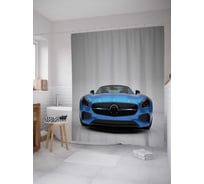 Штора (занавеска) для ванной JoyArty "Лазурная машина" из сатена, 180х200 см с крючками, sc_37291