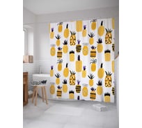 Штора (занавеска) для ванной JoyArty "Ароматный ананас" из сатена, 180х200 см с крючками, sc_55144