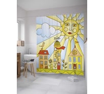 Штора (занавеска) для ванной JoyArty "Город под солнцем" из сатена, 180х200 см с крючками, sc_32593