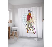 Штора (занавеска) для ванной JoyArty "Вело Козел" из сатена, 180х200 см с крючками, sc_37454