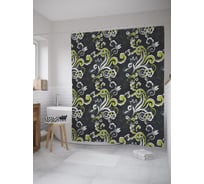 Штора (занавеска) для ванной JoyArty "Флористика дудла" из сатена, 180х200 см с крючками, sc_59235