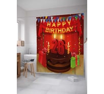 Штора (занавеска) для ванной JoyArty "Шоколадный торт со свечами" из сатена, 180х200 см с крючками, sc_34266
