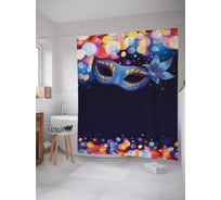 Штора (занавеска) для ванной JoyArty "Праздничная маска" из сатена, 180х200 см с крючками, sc_37893