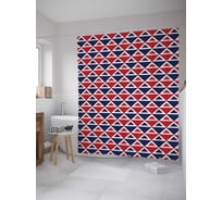 Штора (занавеска) для ванной JoyArty "Двухцветные ромбы" из сатена, 180х200 см с крючками, sc_34095