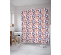 Штора (занавеска) для ванной JoyArty "Пастельные листья гранж" из сатена, 180х200 см с крючками, sc_54946