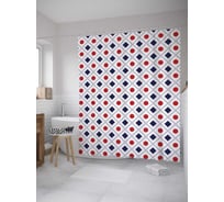 Штора (занавеска) для ванной JoyArty "Двухцветные фигуры" из сатена, 180х200 см с крючками, sc_34102