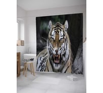 Штора (занавеска) для ванной JoyArty "Прекрасный хищник" из сатена, 180х200 см с крючками, sc_32077
