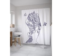 Штора (занавеска) для ванной JoyArty "Девушка татушка" из сатена, 180х200 см с крючками, sc_60610