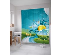 Штора (занавеска) для ванной JoyArty "Дорога к солнцу" из сатена, 180х200 см с крючками, sc_32303