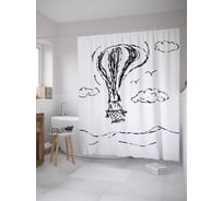 Штора (занавеска) для ванной JoyArty "Графический воздушный шар" из сатена, 180х200 см с крючками, sc_31968