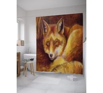 Штора (занавеска) для ванной JoyArty "Лиса колечком" из сатена, 180х200 см с крючками, sc_39205