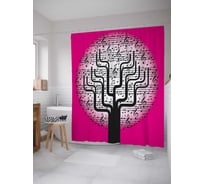 Штора (занавеска) для ванной JoyArty "Музыкальна крона" из сатена, 180х200 см с крючками, sc_37311