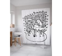 Штора (занавеска) для ванной JoyArty "Дом с большой библиотекой никогда не будет бедным" из сатена, 180х200 см с крючками, sc_52938