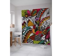 Штора (занавеска) для ванной JoyArty "Абстракция дудл" из сатена, 180х200 см с крючками, sc_37332