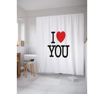 Штора (занавеска) для ванной JoyArty "Стандарт признания в любви" из сатена, 180х200 см с крючками, sc_53024
