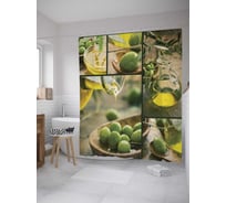 Штора (занавеска) для ванной JoyArty "Масло из оливы" из сатена, 180х200 см с крючками, sc_32031