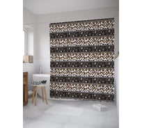 Штора (занавеска) для ванной JoyArty "Африканские мотивы" из сатена, 180х200 см с крючками, sc_52469