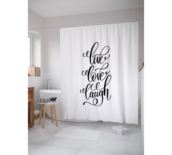 Штора (занавеска) для ванной JoyArty "Расписное удовольствие" из сатена, 180х200 см с крючками, sc_53846 1