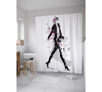 Штора (занавеска) для ванной JoyArty "Длинноногая девушка" из сатена, 180х200 см с крючками, sc_31972