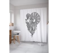 Штора (занавеска) для ванной JoyArty "Орнаментальный Овен" из сатена, 180х200 см с крючками, sc_58987