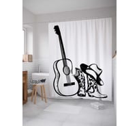 Штора (занавеска) для ванной JoyArty "Ковбойская гитара" из сатена, 180х200 см с крючками, sc_37961