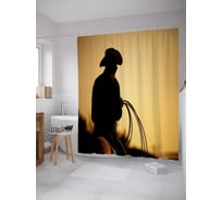 Штора (занавеска) для ванной JoyArty "Профессионал ковбой" из сатена, 180х200 см с крючками, sc_37973