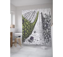 Штора (занавеска) для ванной JoyArty "Сбор винограда" из сатена, 180х200 см с крючками, sc_60655