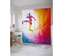 Штора (занавеска) для ванной JoyArty "Радужный футбол" из сатена, 180х200 см с крючками, sc_37292