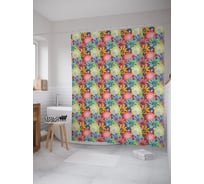 Штора (занавеска) для ванной JoyArty "Цветочная насыщенность" из сатена, 180х200 см с крючками, sc_54510