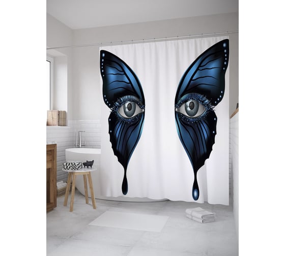 Штора (занавеска) для ванной JoyArty "Глаза на крыльях" из сатена, 180х200 см с крючками, sc_39142 1