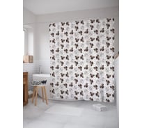 Штора (занавеска) для ванной JoyArty "Портрет мопса" из сатена, 180х200 см с крючками, sc_53411