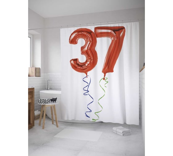 Штора (занавеска) для ванной JoyArty "Гелевые цифры с ленточками" из сатена, 180х200 см с крючками, sc_34282 1