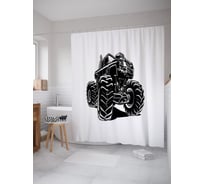 Штора (занавеска) для ванной JoyArty "Легковик Монс-трек" из сатена, 180х200 см с крючками, sc_53704