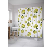 Штора (занавеска) для ванной JoyArty "Лимоны в разрезе" из сатена, 180х200 см с крючками, sc_31918